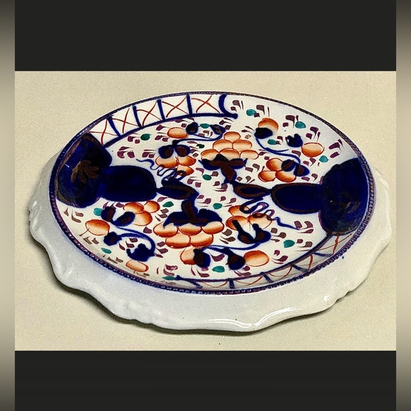 Rare Fenton Gaudy Welsh Oyster Buddha Pattern Scalloped Biscuit Plate Tray - Picture 3 of 10